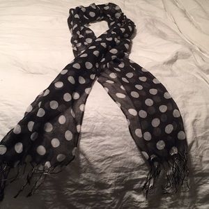 Black and white polka dot scarf